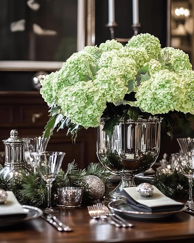 Light Green Hydrangea Artificial Flowers 3pcs Lifelike Faux Hydrangea Real Touch Fake Flowers for Home Wedding Office Party Living Room Decoration,22inch