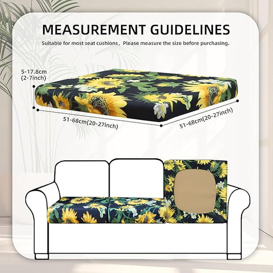 8Pcs Stretch Patio Cushion Covers,Outdoor Couch Covers Replacement,Outdoor Couch & Sofa Slipcovers,for Patio Furniture Cushion Covers,Washable Reusable Furniture Protector(Sunflower,Cover Only)
