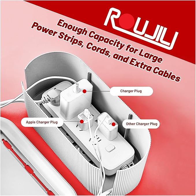 Cable Management Box - Cord Organizer Box, Cable Organizer Box, Cable Box, Cord Box, Cable Box Organizer, Cord Management Box, Cord Hider Box, Power Strip Holder. White, Large.