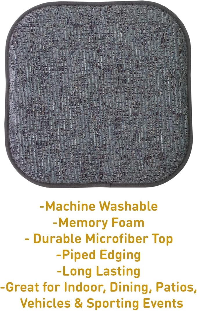 Sweet Home Collection Chair Cushion Memory Foam Pads Honeycomb Pattern Slip Non Skid Rubber Back Rounded Square 16" x 16" Seat Cover, 4 Pack, Broadway Multi Blue