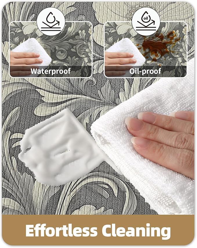 Color&Geometry Floral Kitchen Mat 24"x59", Anti Fatigue Mats for Kitchen Floor, Kitchen Rugs Non Slip, Waterproof & Oil Proof Kitchen Runner for Standing Desk Office, Sink - Grey