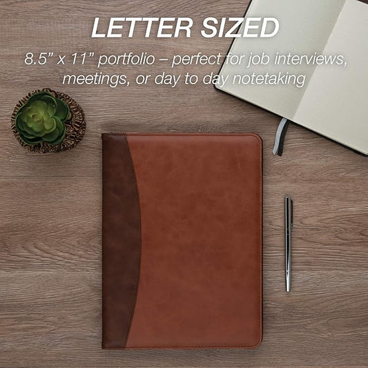 Samsill Two-Tone Padfolio, Resume Portfolio, Business Portfolio, with 8.5 x 11 Writing Pad, Brown and Dark Brown