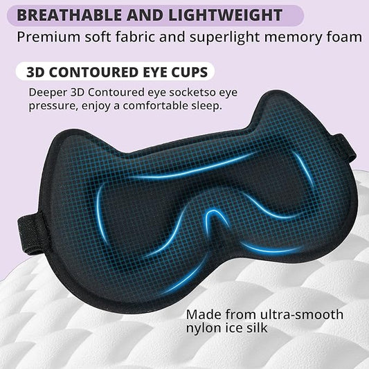 3D Kids Sleep Eye Mask: 3D Contoured Cup Sleeping Masks, Blindfold Sleep Eye Cover with Adjustable Strap, Memory Foam Lightweight Night Eyeshade for Boys Girls Teens (Purple)