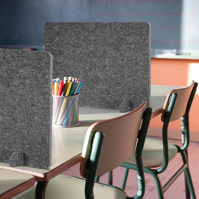 2 Pack Acoustic Desk Dividers - 24" x 20" Freestanding Privacy Panels Set with Noise - Reducing Design Cubicle Sound Proof, Ideal for Office, Classroom, and Home (Dark Gray)