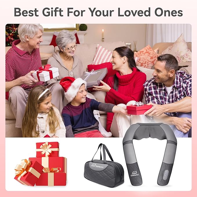 Snailax Shiatsu Neck Shoulder Massager,Back Massager with Soothing Heat,Electric Deep Kneading Neck Back Massage Pillow,Gifts for Men Women