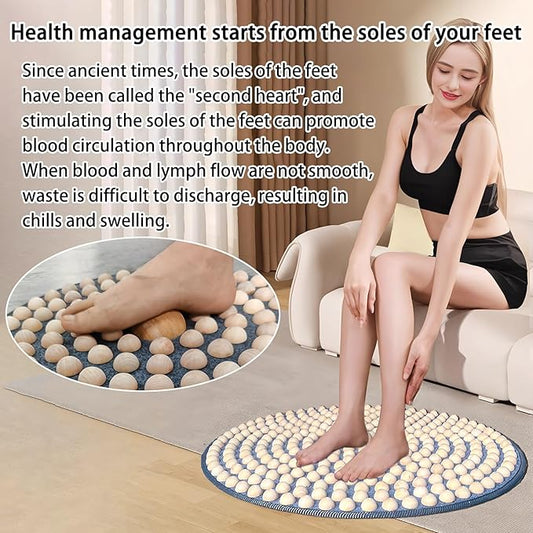 Foot Massage Mat,Wood Foot Acupressure Mat,Foldable Storage,Reflexology & Relaxation Tool for Tired Feet,Relaxation Gifts for Parents or Friends(31.5x31.5in)