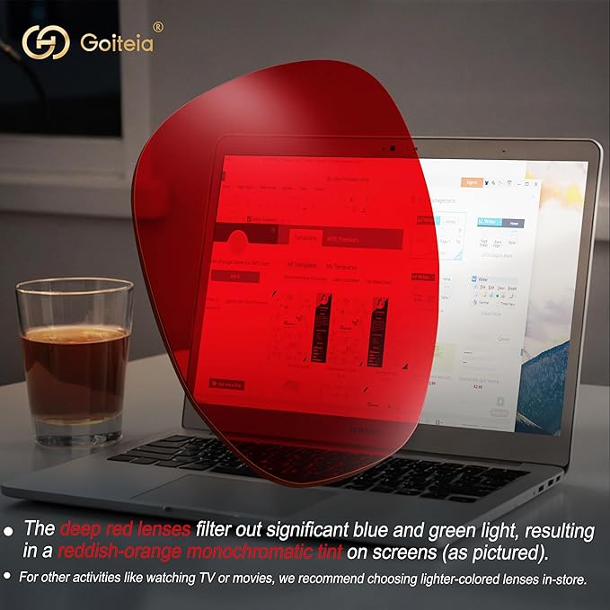 Goiteia Red Light Glasses for Sleep, Dual AR Coatings, Retro 70s Red Glasses Blue & Green Light Blocking for Better Sleep
