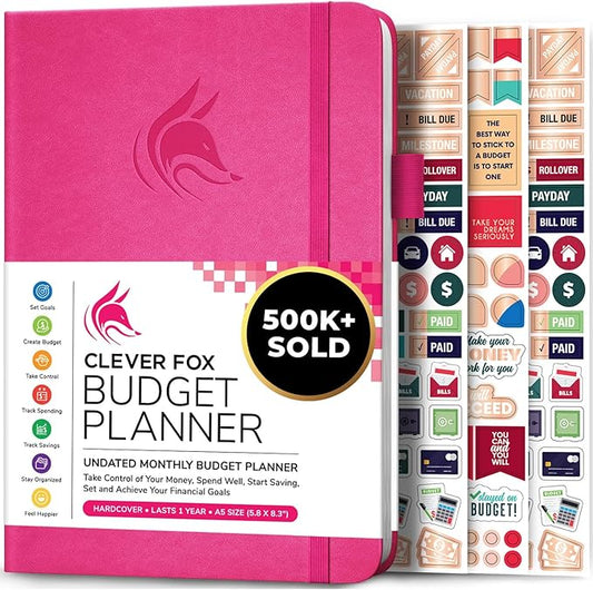 Clever Fox Budget Planner - Expense Tracker Notebook. Monthly Budgeting Organizer, Finance Logbook & Accounts Book, Bill Tracker, A5 (Hot Pink)
