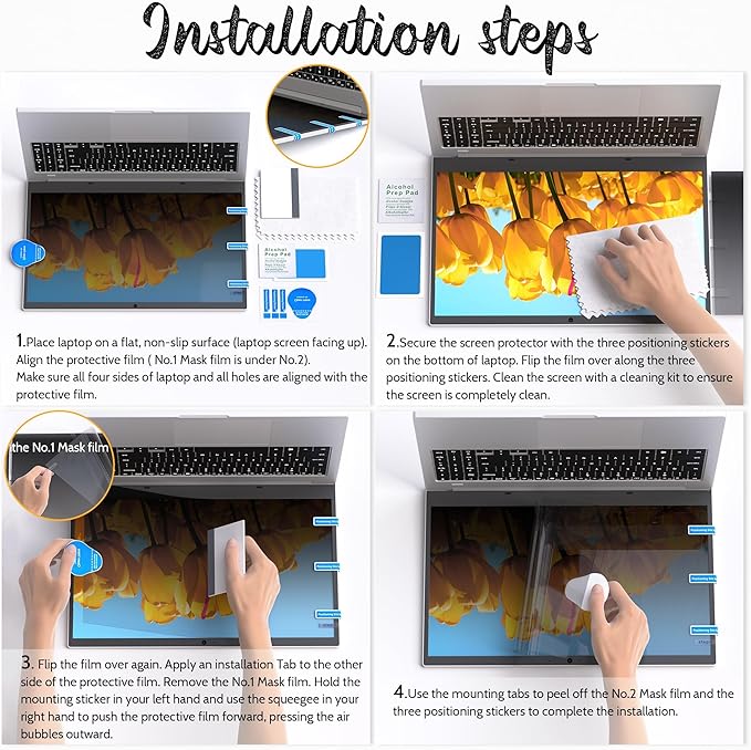 Nano Laptop Privacy Screen 16 Inch 16:10, No Glue Computer Monitor Privacy Shield, Matte Anti Glare Blue Light Filter Compatible with Lenovo Hp Dell Acer Asus Thinkpad Envy Xps