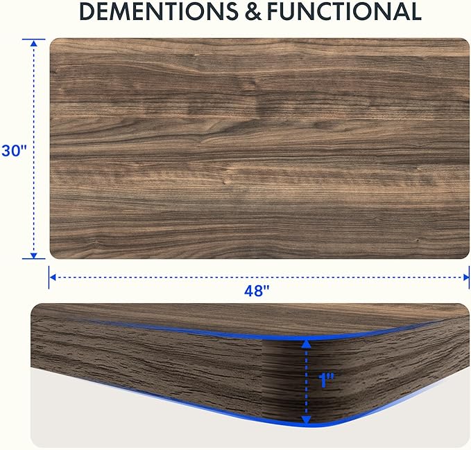 FLEXISPOT EN2 Whole-Piece Standing Desk with Clamp Power Strip, 48 x 30 Electric Stand Up Height Adjustable Desk with Cable Management (Black Frame + 48" Black Walnut Desktop, 2 Packages)