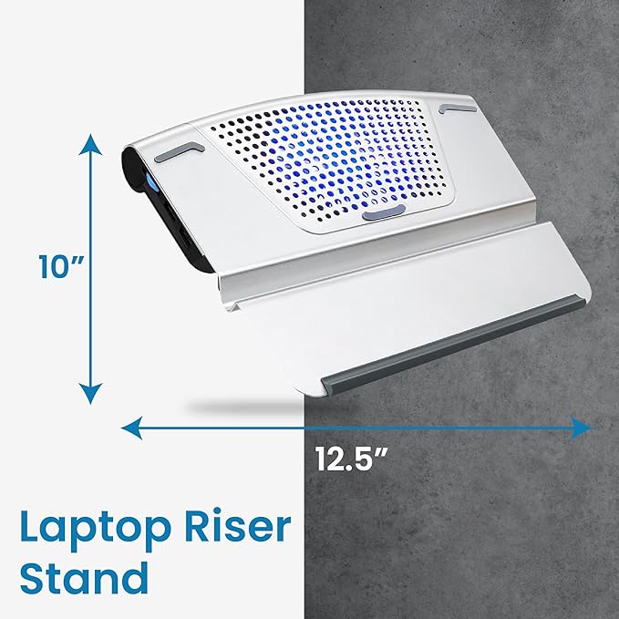 OTM Essentials Aluminum Small Laptop Riser Stand, Desk Riser with Non-Slip Padding and Tilted Surface, Versatile Home Office Essentials, Ideal for 11"-13" Laptops