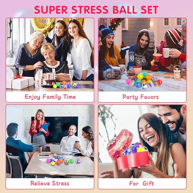 48 Pack Stress Balls, Squishy Ball, Squeeze Balls for Adults, Anti-Anxiety and Fidget Balls to Relax, Party Favors