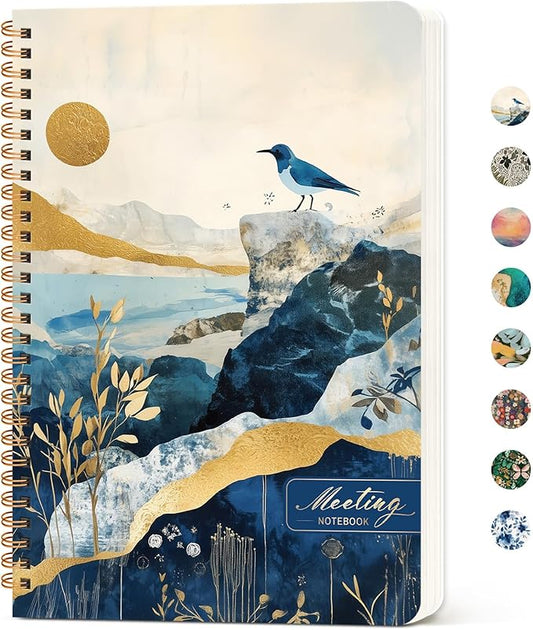 Meeting Notebook for Work Organization, Aesthetic Meeting Minutes Notebook for Work, Event Project Agenda Planner Organizer, Perfect for Office School Business Supplies, 6.9" X 9.7" - Summit Bird
