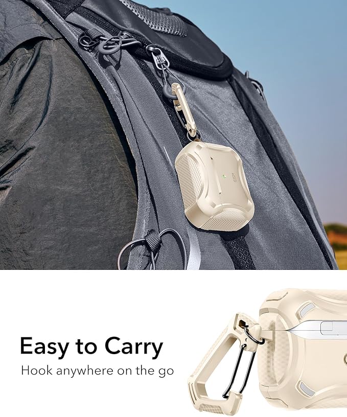 ESR for AirPods Pro 2nd Generation Case, Compatible with Airpods Pro Case 2nd/1st Gen (2023/2022/2019), Compatible with MagSafe, Powerful Drop Protection, Magnetic Lid, Desert Titanium