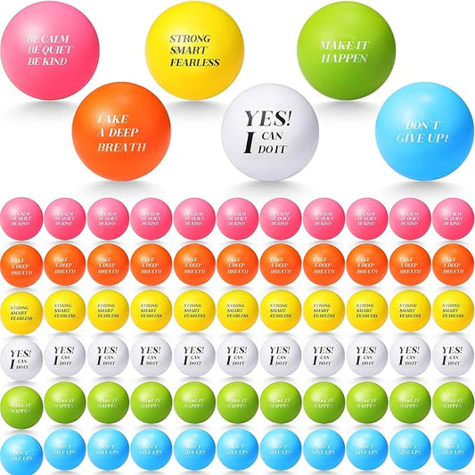 Jerify 72 Pcs Motivational Stress Balls Bulk Inspirational Stress Balls Colorful Foam for Adults Hand Exercise Small Therapy Fidget Relief Anxiety Toys for Coworkers Gifts Fidget