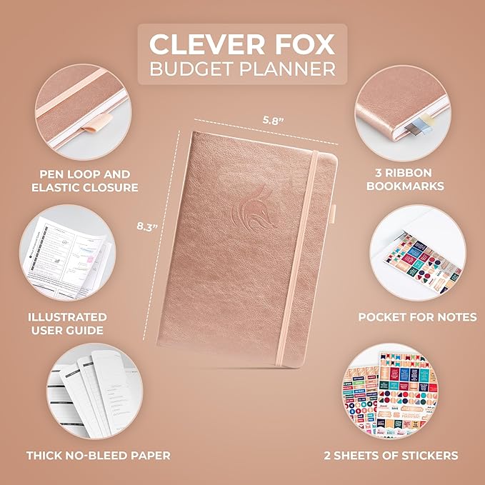 Clever Fox Budget Planner - Expense Tracker Notebook. Monthly Budgeting Organizer, Finance Logbook & Accounts Book, Bill Tracker, A5 (Rose Gold)