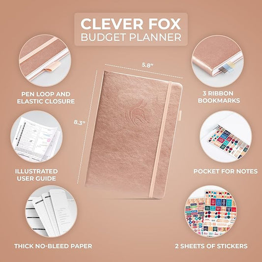 Clever Fox Budget Planner - Expense Tracker Notebook. Monthly Budgeting Organizer, Finance Logbook & Accounts Book, Bill Tracker, A5 (Rose Gold)