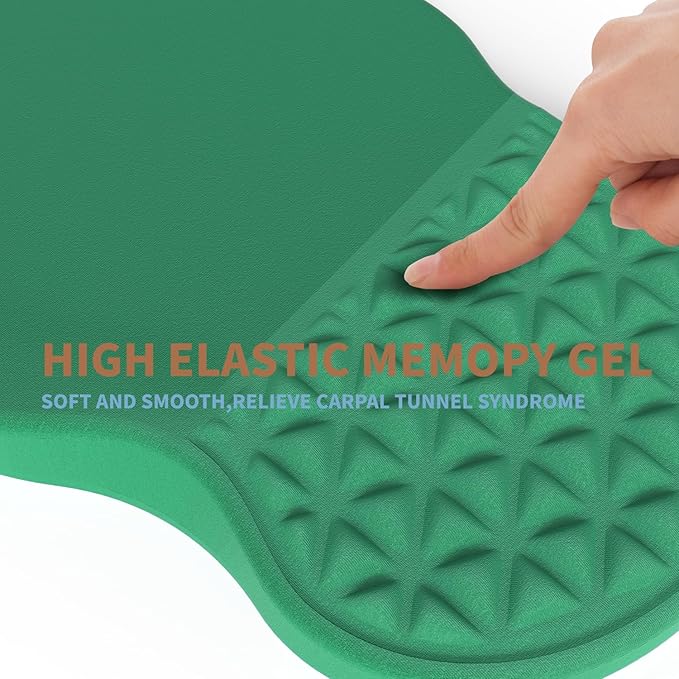 Ergonomic Mouse Pad Wrist Support with Massage Design, Pain Relief Mousepad with Wrist Rest, Memory Foam & Non-Slip PU Base, Computer Mouse Pads for Desk, Office & Home（Medium Green）