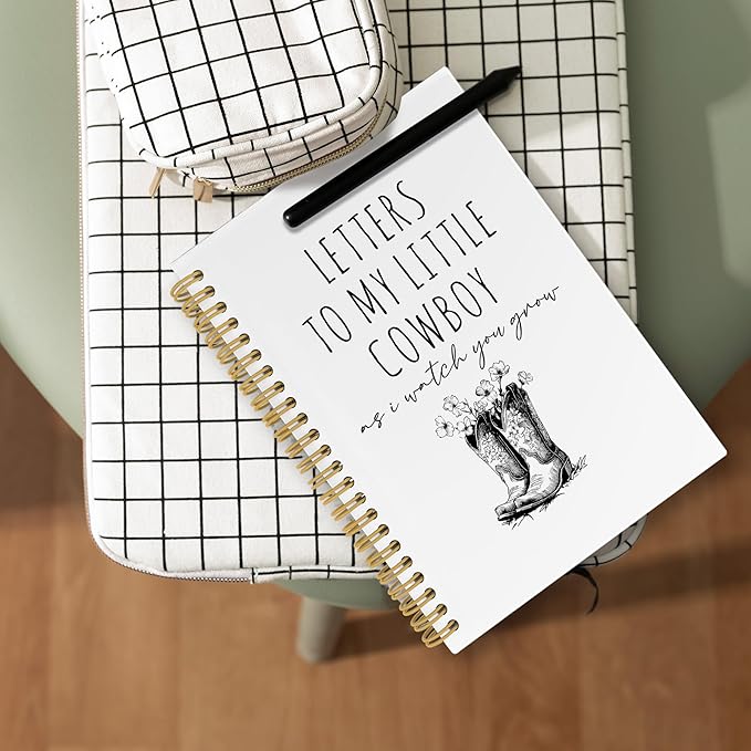 CUANFDDSF Western Notebook, Cowboy Cowgirl Gifts for Women Journal Notebooks for Kids,Writing Pads， Letters to My Little Cowboy As I Watch You Grow Hardcover Spiral Notebook 5.5x8.3 Inch