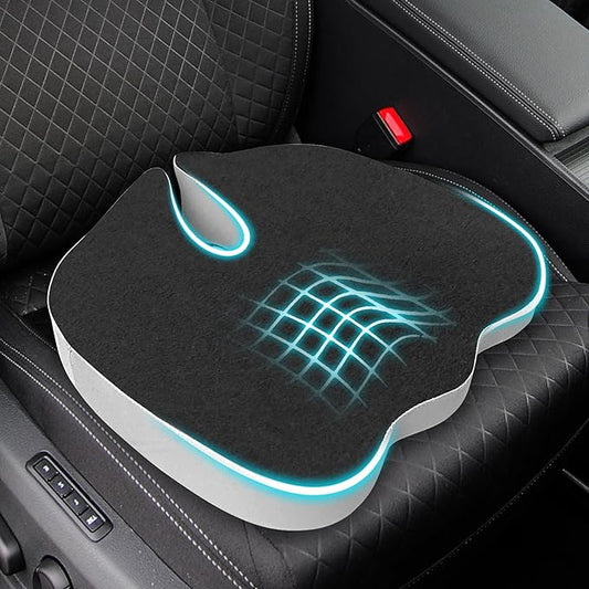 Car Seat Cushion,U-Shaped Memory Foam Seat Cushion for Back Pain Relief - 2.8In Thick Ergonomic Car & Office Chair Pad with Coccyx Cutout, Removable Cover,Universal Fit, Easy to Install(Plush)