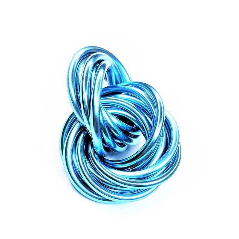 Möbii Fidget Ball (Solid Color): Quiet Mobius ADHD Anxiety Stim Stress Relief Toy Tool for Home Travel Office or Desk (Medium, Half, Crystal Blue)