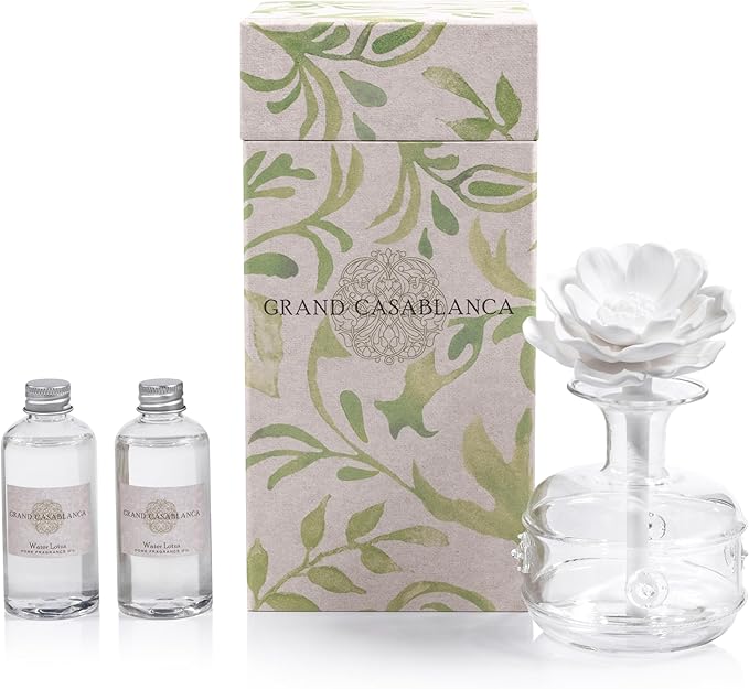 Zodax Grand Casablanca Porcelain Oil Diffuser - 6.76 oz -Water Lotus
