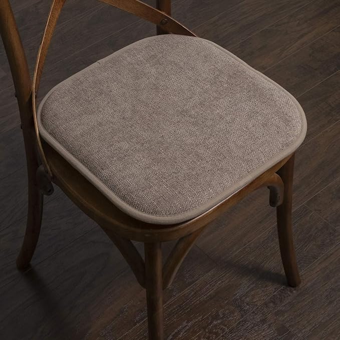 Sweet Home Collection Chair Cushion Memory Foam Pads Honeycomb Pattern Slip Non Skid Rubber Back Rounded Square 16" x 16" Seat Cover, 4 Pack, Alexis Chocolate