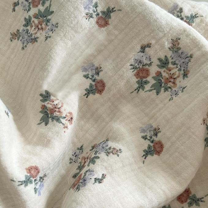 BuLuTu Cotton Muslin Toddler Blanket for Kids Girls Boys, Soft Lightweight Baby Quilts 2 Layers Large Muslin Crib Blanket Floral Toddler Quilted Blankets, All Seasons, 47"x51"