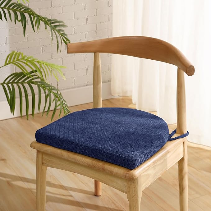 Chair Cushions: Premium High-Density Memory Foam Seat Cushion for Office, Home, & Car - Ergonomic Design for Comfortable Sitting, Relieves Pain & Tailbone Pressure with Non-Slip Bottom, 4 Pack, Navy