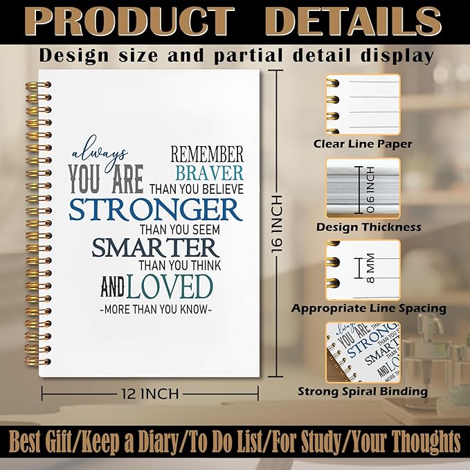 Inspirational Spiral Notebook 5.5x8.3, Believe Sign You Are Enough Motivational Journal for Women, Inspirational Encouragement Gifts for Women, Congratulations Gifts Notebook for Note Taking