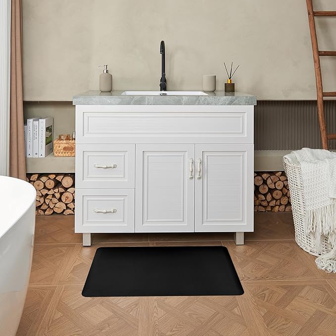 Anti Fatigue Kitchen Rugs Kitchen Mats for Floor,Cushioned Non-Slip Waterproof Ergonomic Comfort Rug Standing Mat for Kitchen,Doing Dishes,Floor,Home,Office,Sink,Laundry,Black,17.3"x 28"