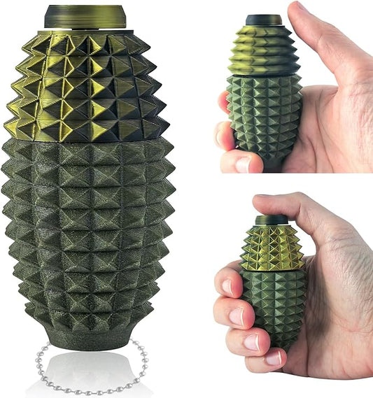 Little Ouchies Spiky Fidget Keychain, Pain Stim Sensory Toy for Adults | 3-in-1 Spinner, Clicker & Roller, Ergonomic Palm Grip, Stress & Anxiety Relief, Ideal for Friends & Family(Black Gold)