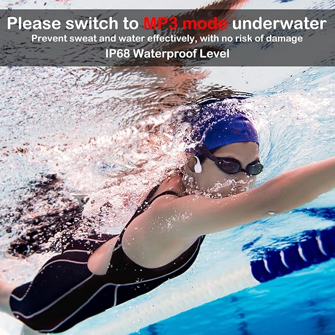 Bone Conduction Swimming Headphones, IP68 Waterproof Earbuds with 32GB MP3, Bluetooth 5.4 Open Ear Sport Earphones, Underwater Headphones for Swimming, Running, Cycling, Marathon-SurfAudio(violet)