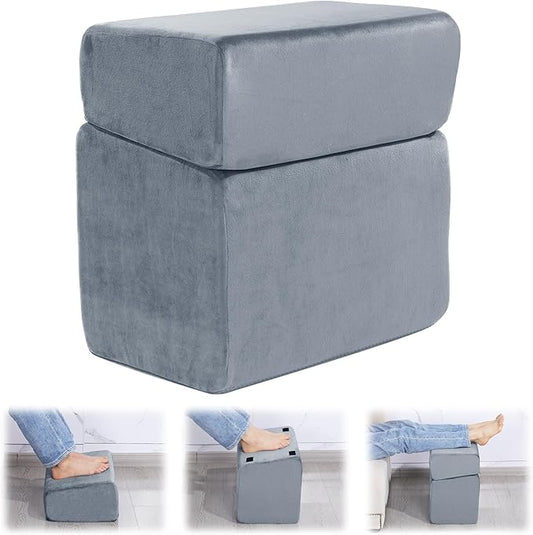 MABOZOO Foot Rest Under Desk, 3 Adjustable Height Foot Rest with High-Density Foam Ergonomic Design Foot Stool with Removable and Washable Cover for Office Home Travel - Gray