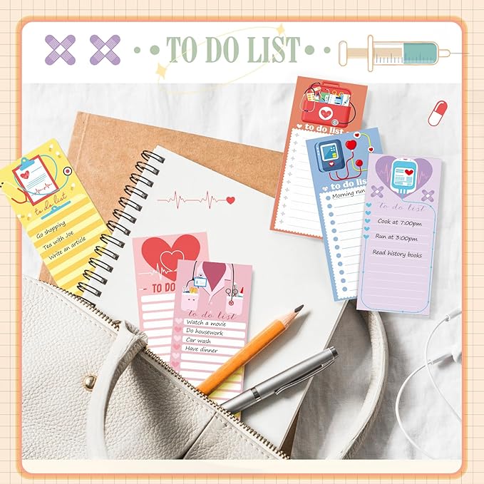 Censen 10 Pack 500 Sheets To Do List Notes Daily Checklist Notepads with 50 Sheets Each Undated Color Memo Pad Block Shopping List Pad Weekly Plan Notepad Organizer Planners(Colorful,Nurse)