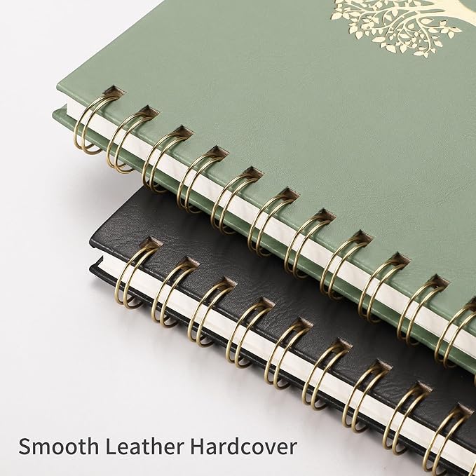 RETTACY Graph Grid Paper Notebook, 140 Pages, B5 Medium Size (7.6'' × 10''), 5 Squares per Inch, Leather Hardcover, 100 GSM Thick Paper, for School, Students, Math, Engineering (Light Green)