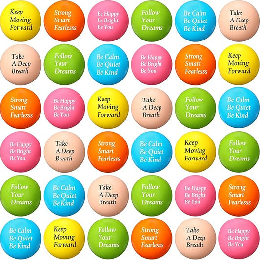 Aoriher 60 Pcs Motivational Stress Balls Quotes Inspirational Funny Colorful Foam Balls Hand Exercise Stress Relief Gifts for Office Small Anxiety Toys for Motivating Encouraging Supply(Classic)