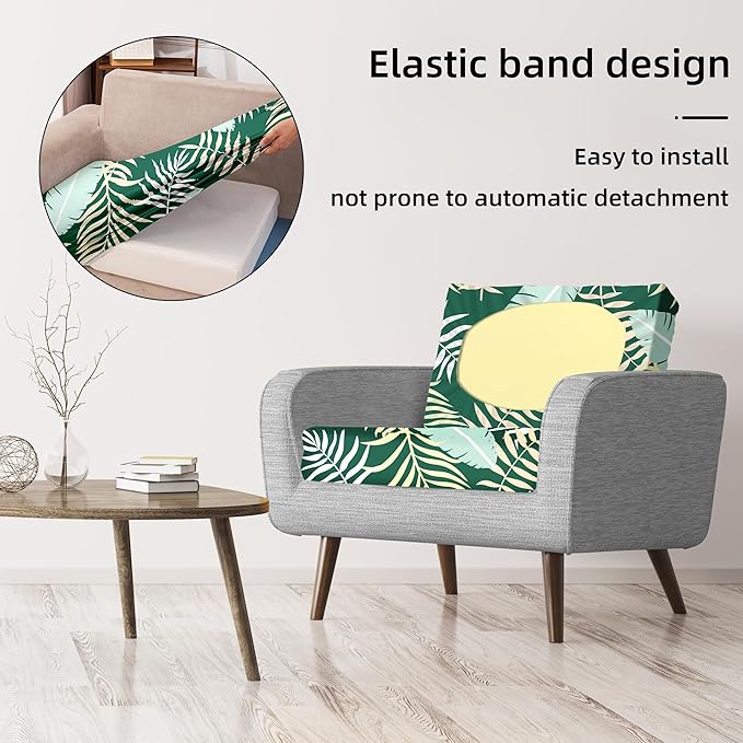 8Pcs Stretch Patio Cushion Covers,Outdoor Couch Covers Replacement,Outdoor Couch & Sofa Slipcovers,for Patio Furniture Cushion Covers,Washable Reusable Furniture Protector (Green Forest, Cover Only)