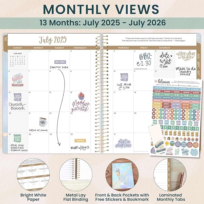 bloom daily planners 2025-2026 (8.5" x 11") Academic Year Day Planner (July 2025 - July 2026) - Weekly & Monthly Dated Agenda Organizer with Stickers & Tabs - Iridescent Opal