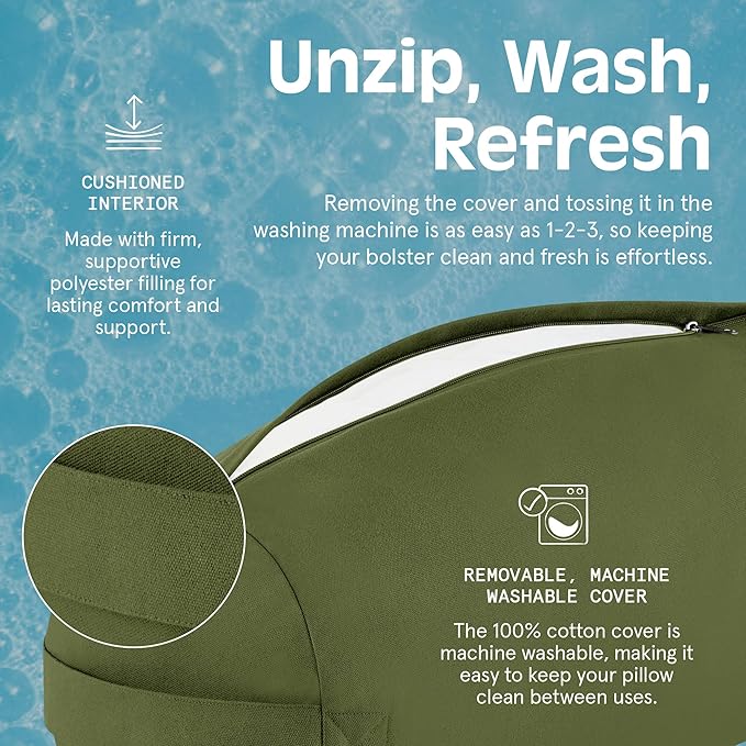 Retrospec Retrospec Sequoia Yoga Bolster Pillow - Meditation Cushion for Yoga Practices - Includes Machine Washable 100% Cotton Cover & Durable Carry Handle