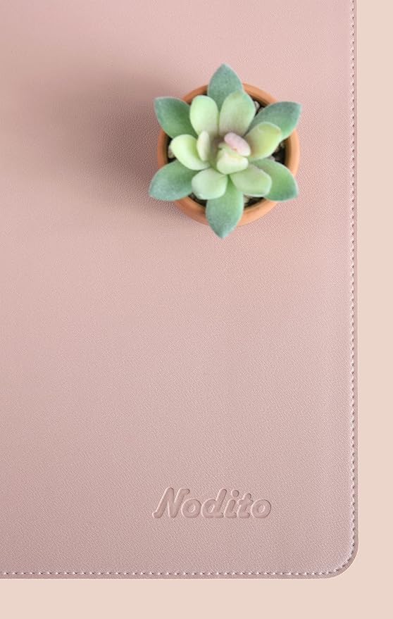 DeskPaw Dual-Sided Leather Desk Pad,Blotter for Laptop Computer,Mouse Pad,Writing,Drawing,Arts and Craft Mat (Pink/Silver, 17x35”)