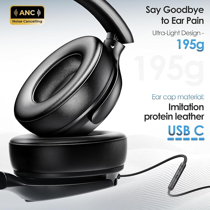 USB C Headphones Wired Over Ear USB C Wired Headphones with 28dB ANC, Foldable Type C Headphone for Boys/Girls/Men/Women/School/Travel/iPhone 16/15, Samsung Galaxy S25/S24, Google Pixel 9, Ideal Gift