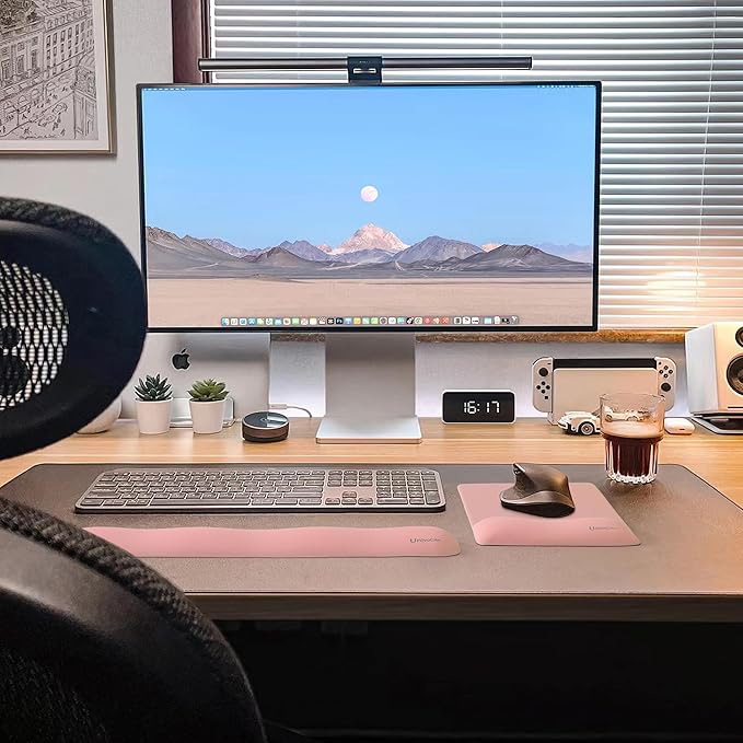 UnivoColors Design-Wave Set of Keyboad Wrist Rest & Mouce Pad,Artificial Sheepskin+Memory Foam+Ergonomic+Anti-Slip Gel, Resilience Support During Work and Gaming,Keyboard Accessory,White