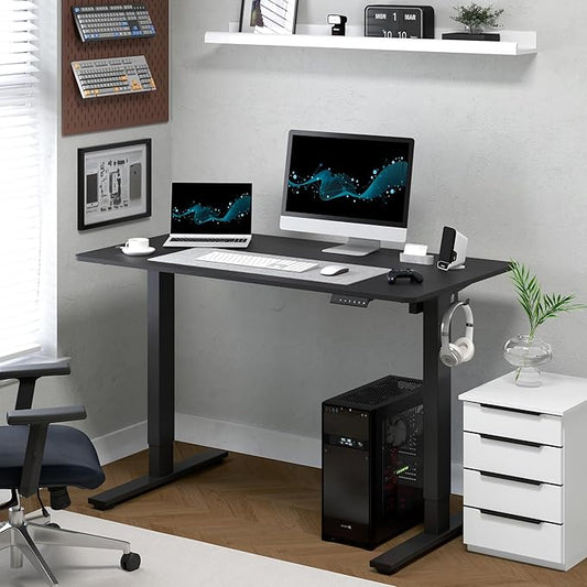 FLEXISPOT Standing Desk with 40 x 24” One-Piece Desktop, Adjustable Height Computer Desk for Home Office (Black Frame+ Black Top, One Package)