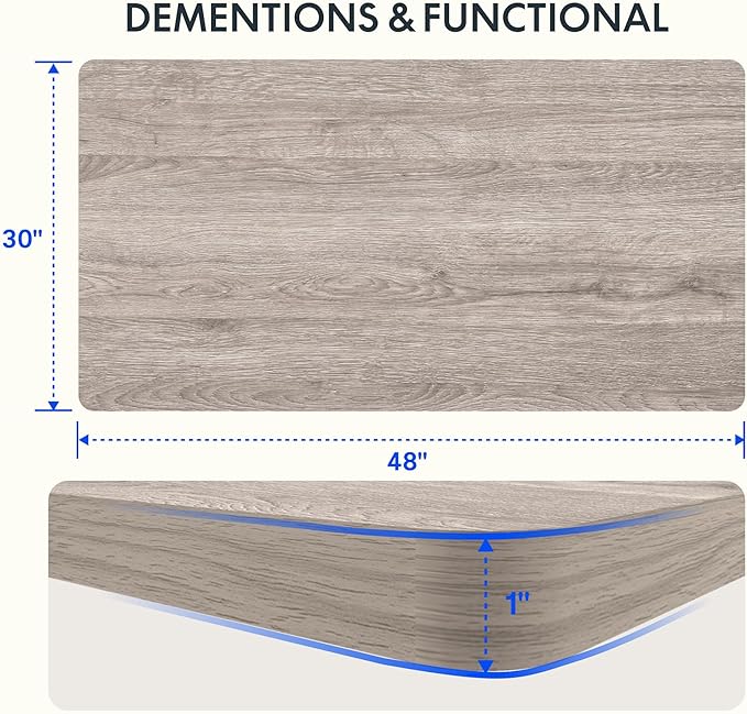 FLEXISPOT EN1 One-Piece Standing Desk, 48 x 30 Inches Electric Height Adjustable Desk for Home Office (White Frame + Gray Wood Desktop, 2 Packages)