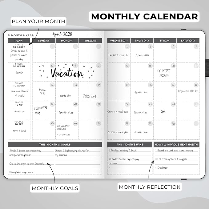 Clever Fox Planner – Undated Weekly & Monthly Planner for Productivity, Time Management & Goals – Organizer Journal – A5 (Black)