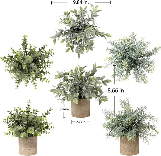 Briful Artificial Potted Plants Set of 3 Small Faux Plant Eucalyptus Mini Fake Plant Decor for Home Table Office Room Desk Bathroom Shelf Kitchen Rustic Farmhouse Mantel Decoration