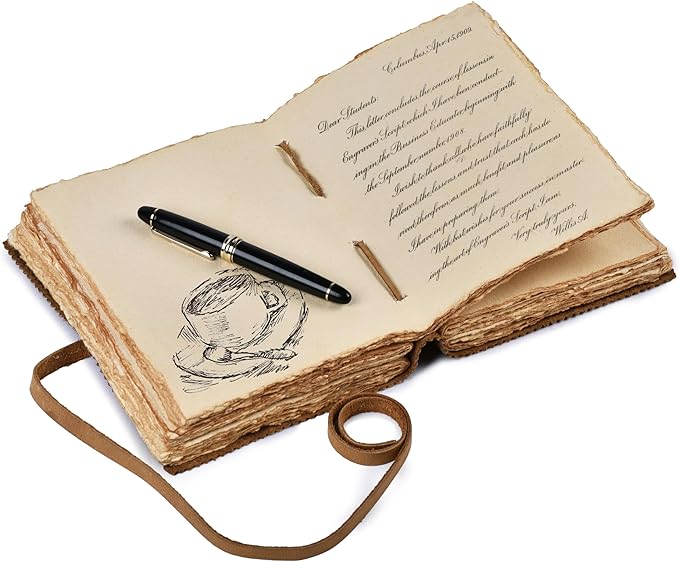 LEATHER VILLAGE Leather Bound Floral Embossed Journal for Women Men - 200 Pages, 10X7 Inches, Suntan - Book of Shadows, Vintage Blank Paper Travel Diary, Notebook for Writing, Drawing, Sketchbook