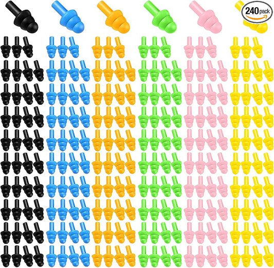240Pairs Silicone Ear Plugs Earplugs for Sleeping Noise Cancelling,for Sleeping Noise Swimming Hearing Protection Earplugs Shooting Construction Hunting Music Concerts(Color Mixing,reusable)
