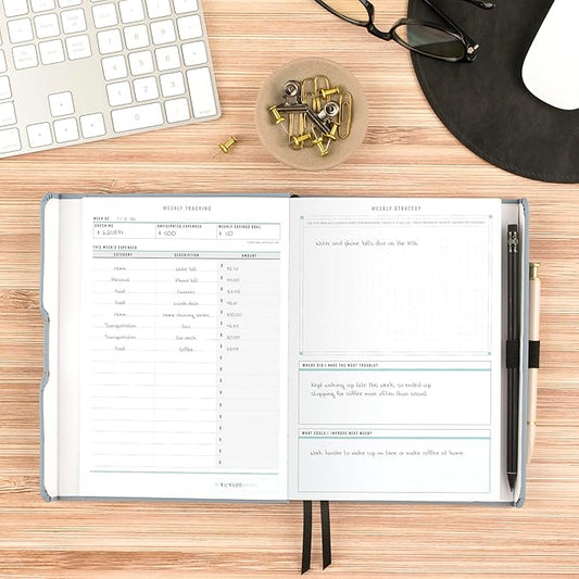 AT-A-GLANCE Foundation Budget Planner, Undated Weekly & Monthly Tracker, Expense and Savings Organizer, Hardcover, 5-3/4" x 8-1/4", Blue (FDB-200)
